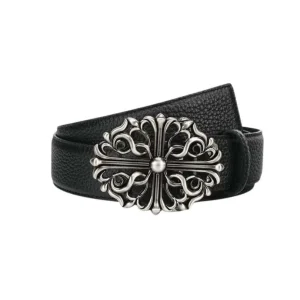 Belt Chrome Hearts Black Leather Silver Buckle CH065