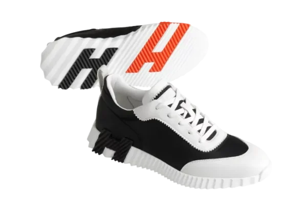 Hermes Bouncing Sneaker Ripstop Fabric "Black White Orange"
